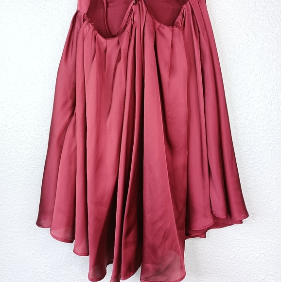 NBD Get Out Sz S Satin Burgundy Prom Party Mini Dress - Picture 11 of 16